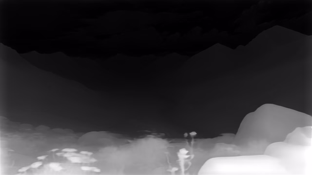 Depth Anything V1 ZoeDepth NYU depth map of Alpine valley