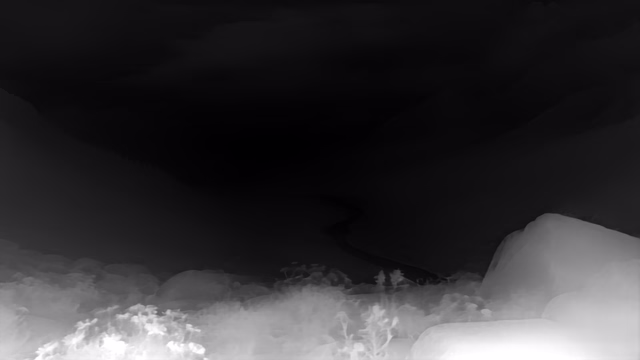 Depth Anything V2 Metric Indoor Small depth map of Alpine valley