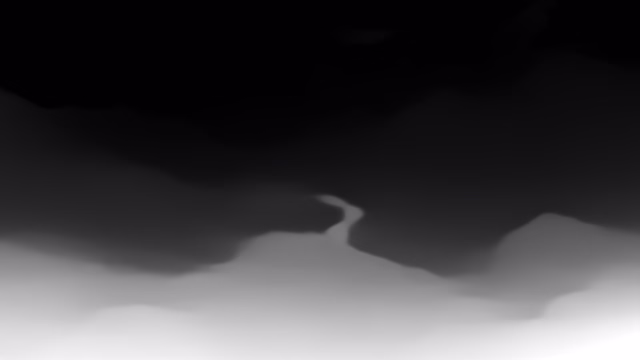 MiDaS DPT-Swin2-Tiny depth map of Alpine valley
