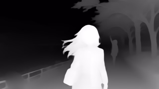 Depth Anything V1 Base depth map of Anime, cherry blossoms