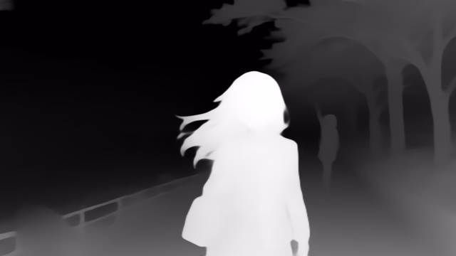 Depth Anything V1 Base depth map of Anime, cherry blossoms