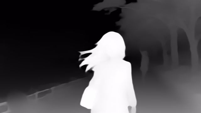 Depth Anything V1 Small depth map of Anime, cherry blossoms