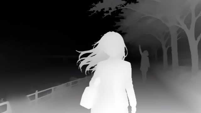 Depth Anything V2 Base depth map of Anime, cherry blossoms