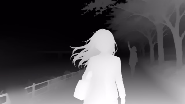 Depth Anything V2 Base depth map of Anime, cherry blossoms