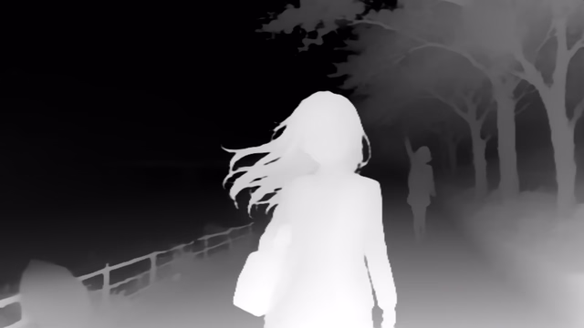 Depth Anything V2 Small depth map of Anime, cherry blossoms