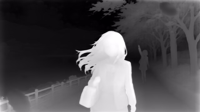 Depth Anything V1 ZoeDepth NYU depth map of Anime, cherry blossoms