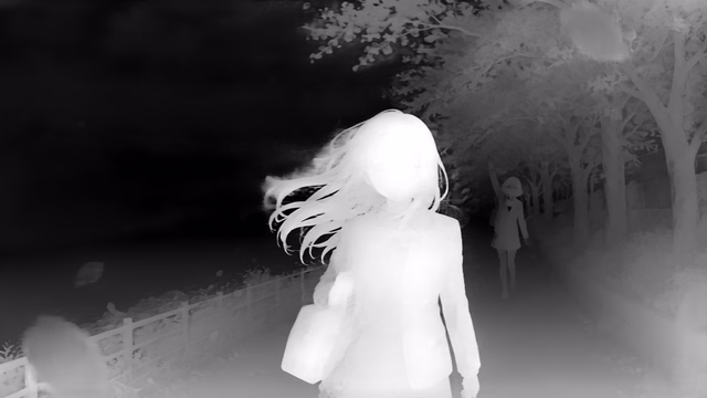 Depth Anything V2 Metric Indoor Base depth map of Anime, cherry blossoms