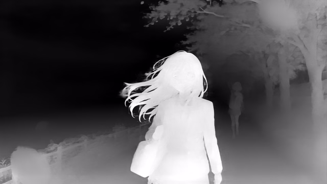 Depth Anything V2 Metric Indoor Small depth map of Anime, cherry blossoms