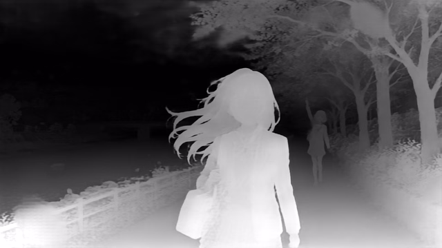 Depth Anything V2 Metric Outdoor Large depth map of Anime, cherry blossoms