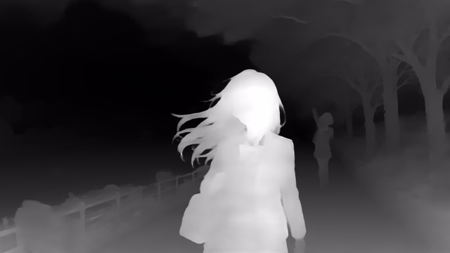 Depth Anything 3 Small depth map of Anime, cherry blossoms