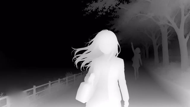 Distill Any Depth Large depth map of Anime, cherry blossoms