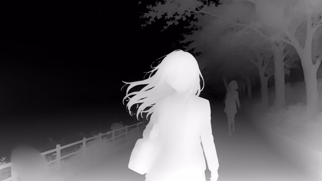 Distill Any Depth Small depth map of Anime, cherry blossoms
