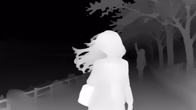 DyFN depth map of Anime, cherry blossoms