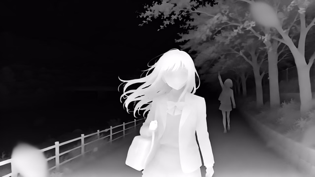 Iris depth map of Anime, cherry blossoms