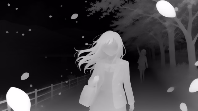 Lotus-G v2.1 Disparity depth map of Anime, cherry blossoms