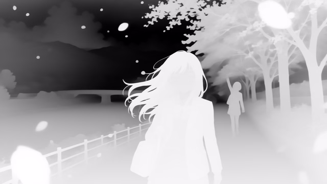 Marigold Depth E2E-FT depth map of Anime, cherry blossoms