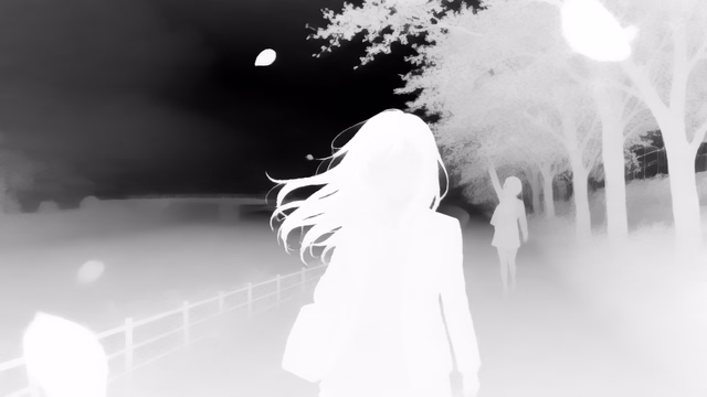 Marigold Depth v1.1 depth map of Anime, cherry blossoms
