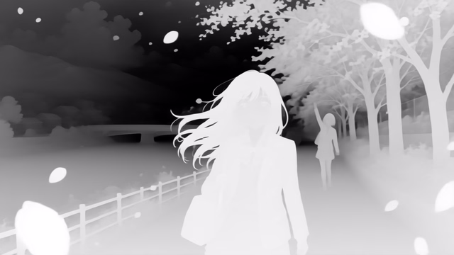 Stable Diffusion E2E-FT Depth depth map of Anime, cherry blossoms