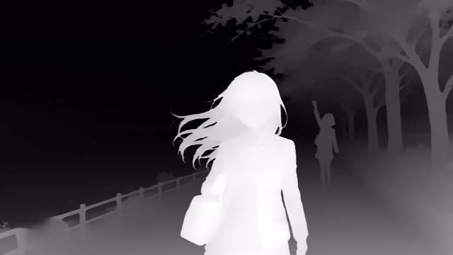 UniDepth v2 ViT-L depth map of Anime, cherry blossoms