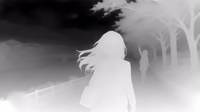 UniDepth v2 ViT-S depth map of Anime, cherry blossoms