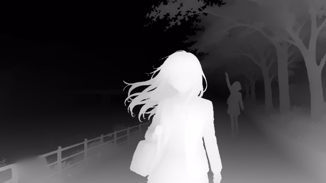 Video Depth Anything Large depth map of Anime, cherry blossoms