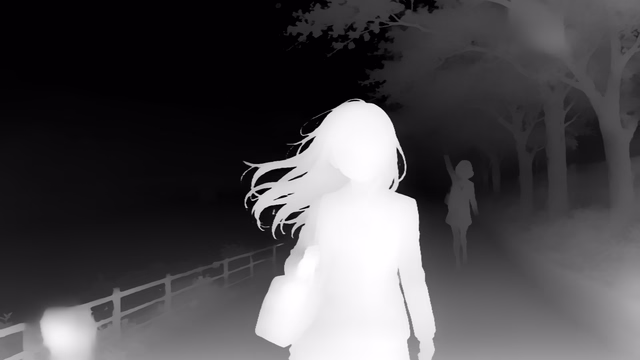 Video Depth Anything Small depth map of Anime, cherry blossoms