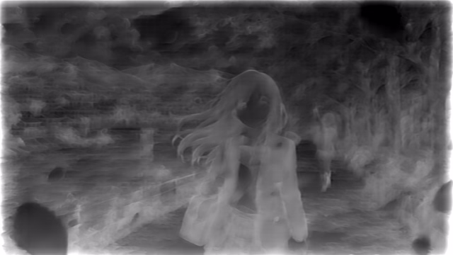 ZoeDepth NYU depth map of Anime, cherry blossoms