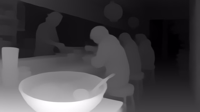 Depth Anything V1 Base depth map of Anime, ramen bar