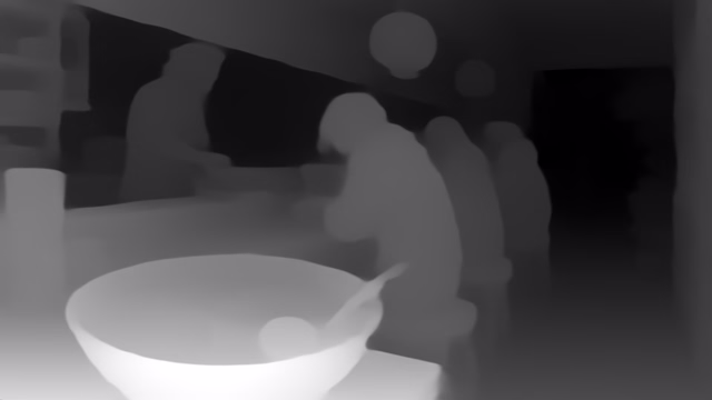 Depth Anything V1 Small depth map of Anime, ramen bar