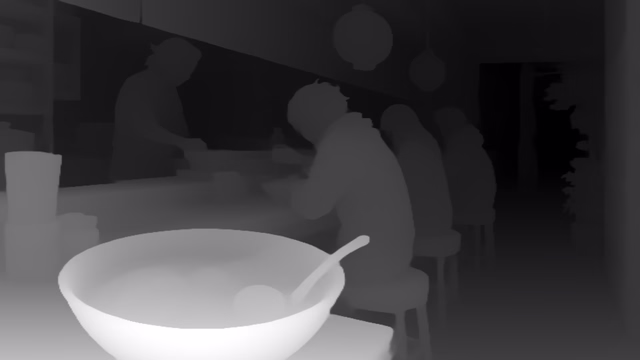 Depth Anything V2 Base depth map of Anime, ramen bar