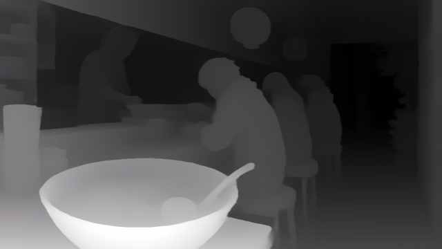 Depth Anything V2 Small depth map of Anime, ramen bar