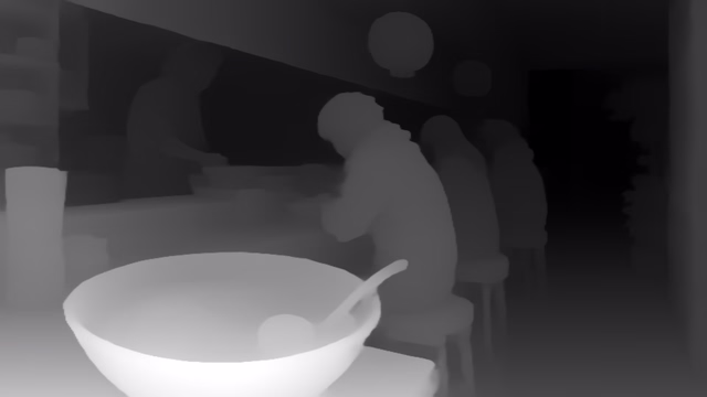 Depth Anything V2 Small depth map of Anime, ramen bar