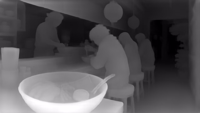 Depth Anything V1 ZoeDepth KITTI depth map of Anime, ramen bar
