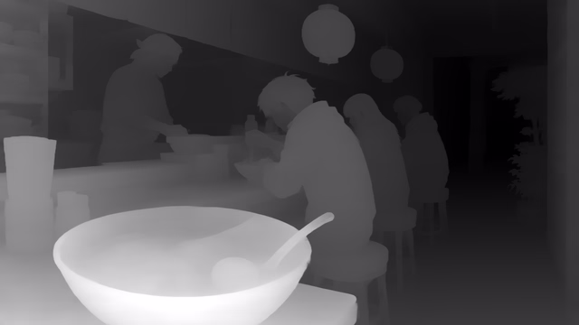 Depth Anything 3 Large 1.1 depth map of Anime, ramen bar