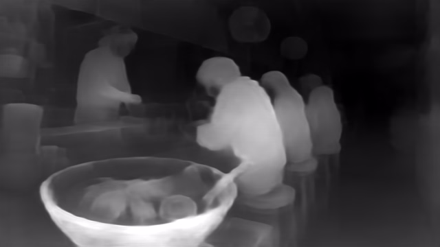 DPT DINOv2-Small NYU depth map of Anime, ramen bar