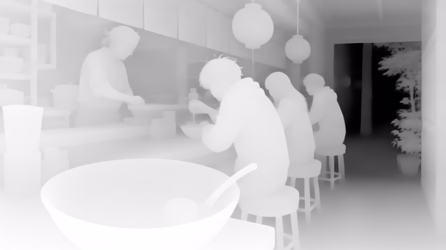 Lotus-D v1.1 depth map of Anime, ramen bar