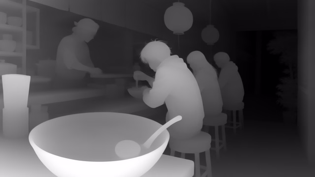 Lotus-G v2.1 Disparity depth map of Anime, ramen bar