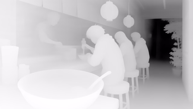 Marigold Depth E2E-FT depth map of Anime, ramen bar