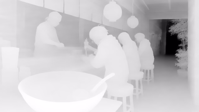 Marigold Depth LCM v1.0 depth map of Anime, ramen bar