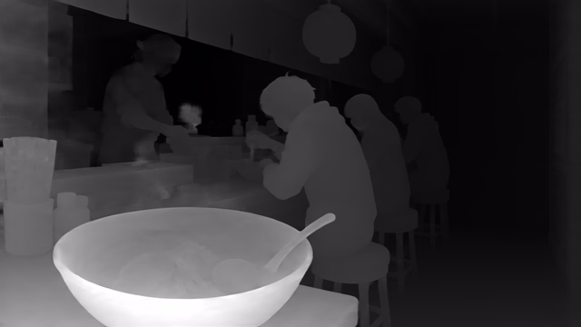 Metric3D v2 ViT-giant2 depth map of Anime, ramen bar