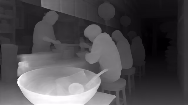 Metric3D v2 ViT-Small depth map of Anime, ramen bar