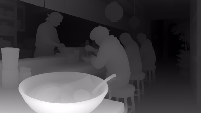 Video Depth Anything Large depth map of Anime, ramen bar