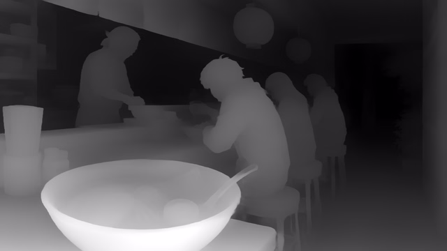 Video Depth Anything Small depth map of Anime, ramen bar