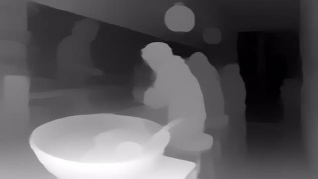 MiDaS DPT-Hybrid depth map of Anime, ramen bar