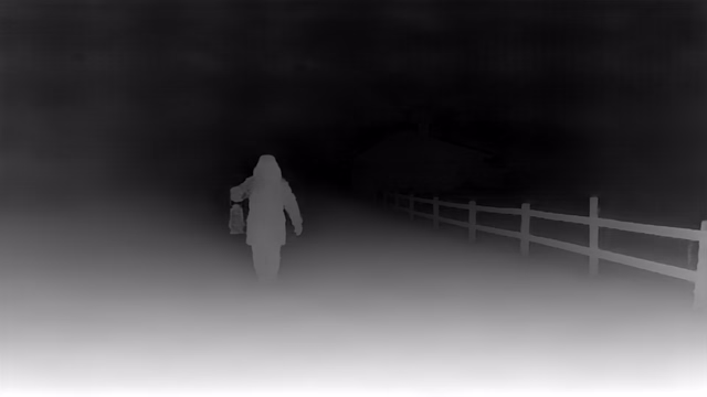 Depth Anything V2 Metric Outdoor Large depth map of Blizzard whiteout