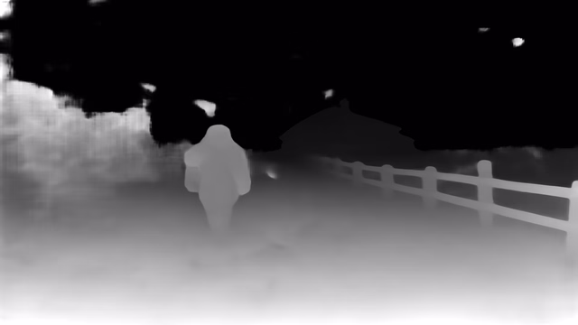 Metric3D v2 ViT-Large depth map of Blizzard whiteout