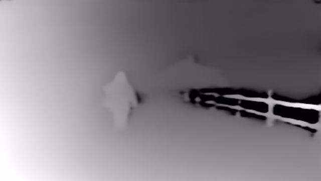 MiDaS DPT-Swin2-Tiny depth map of Blizzard whiteout