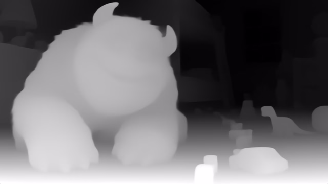 Depth Anything V1 Base depth map of CG animation, bedroom