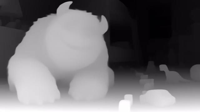 Depth Anything V1 Base depth map of CG animation, bedroom