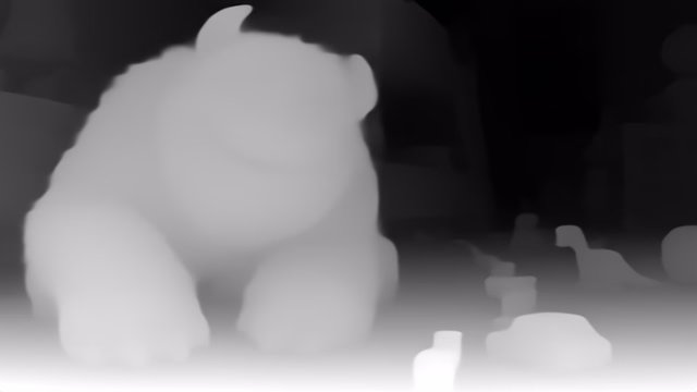 Depth Anything V1 Small depth map of CG animation, bedroom